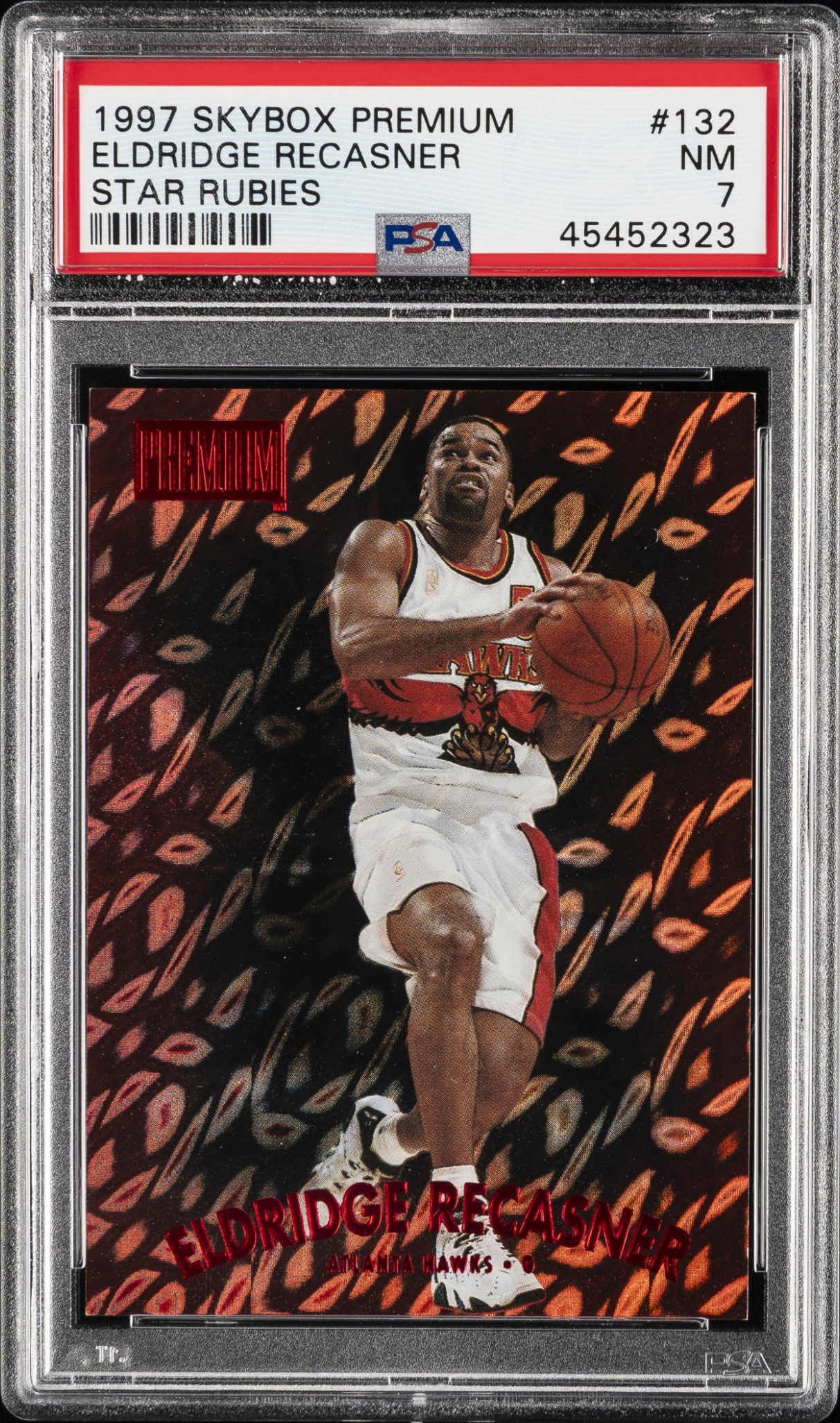 1997 Skybox Premium Eldridge Recasner Star Rubies /50 #132 Hawks PSA 7