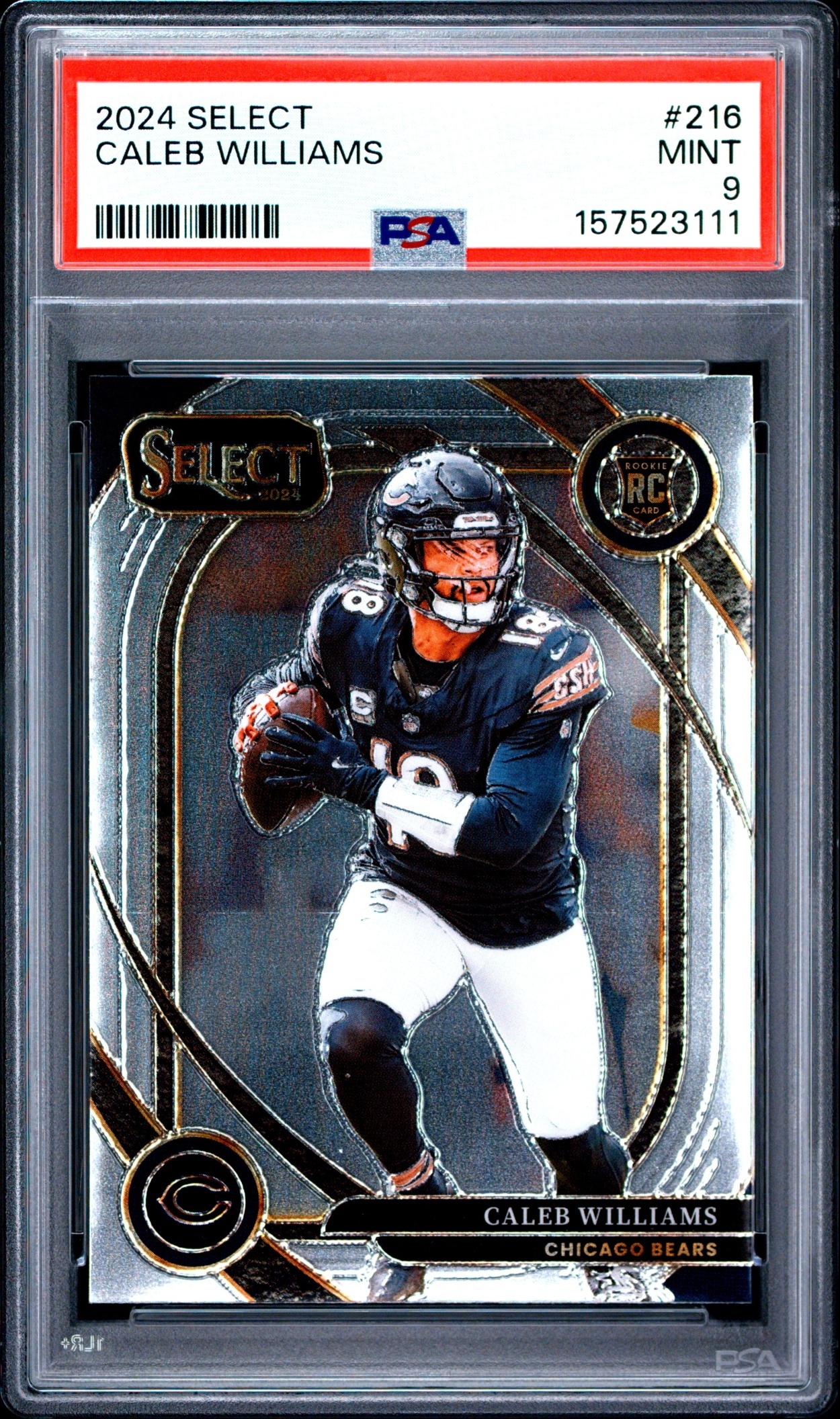 Card image for 2024 Panini Football Select Caleb Williams Club #216 RC Chicago Bears