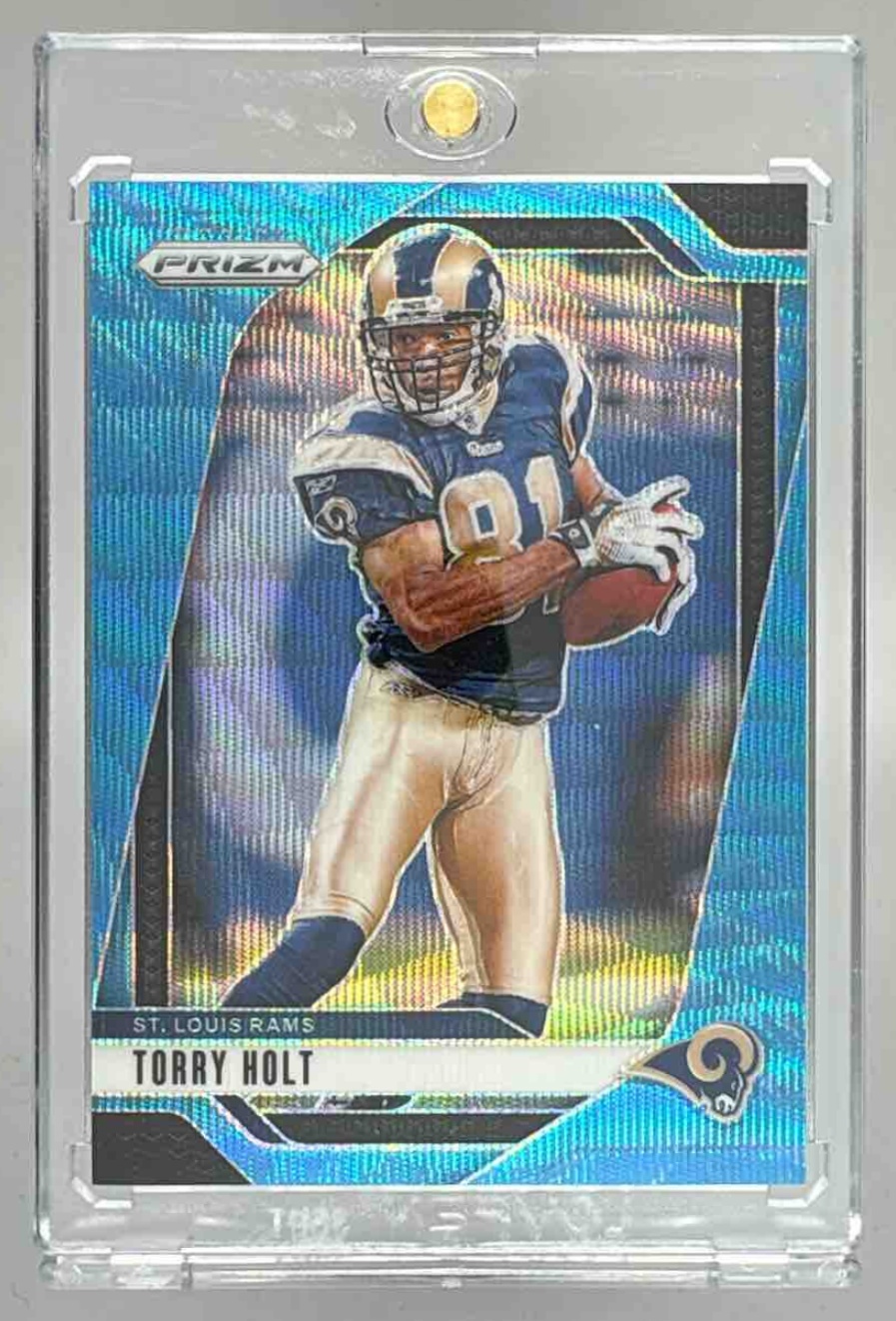 Card image for 2024 Panini Football Prizm Torry Holt Blue Wave /230 #300 St. Louis Rams