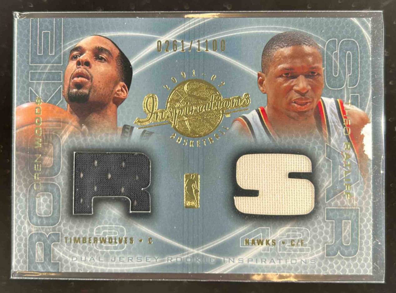 Card image for 2001-02 Upper Deck Inspirations Loren Woods / Theo Ratliff MEM,, /1100 #128 RC