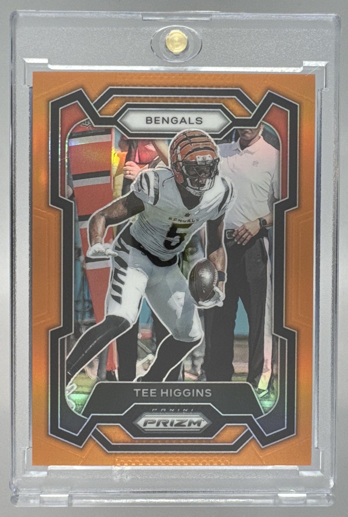 Card image for 2023 Panini Football Prizm Tee Higgins Orange /249 #61 Cincinnati Bengals