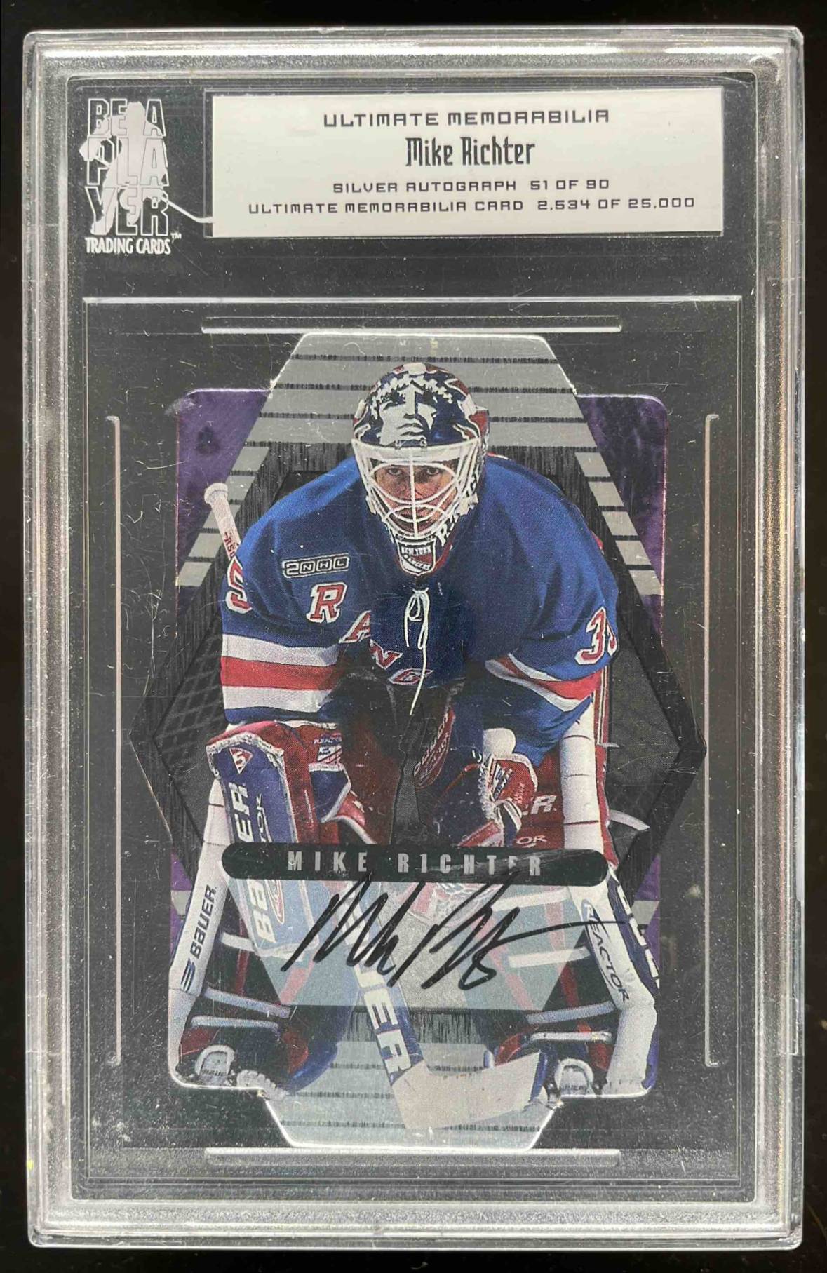 Card image for 2000-01 BAP ULTIMATE MEMORABILIA MIKE RICHTER SILVER AUTO U-34 51/90 SLABBED