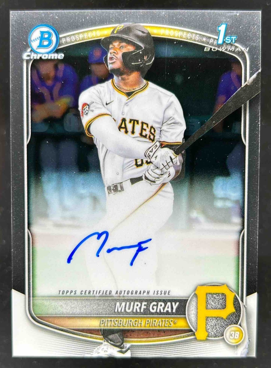 Card image for Murf Gray 2025 Bowman Baseball Draft Chrome Auto 1st Prospect Pittsburgh Pirates