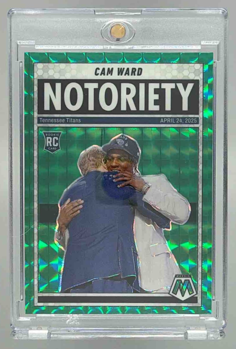 Card image for 2025 Panini Football Mosaic Cam Ward Center Stage #17 RC