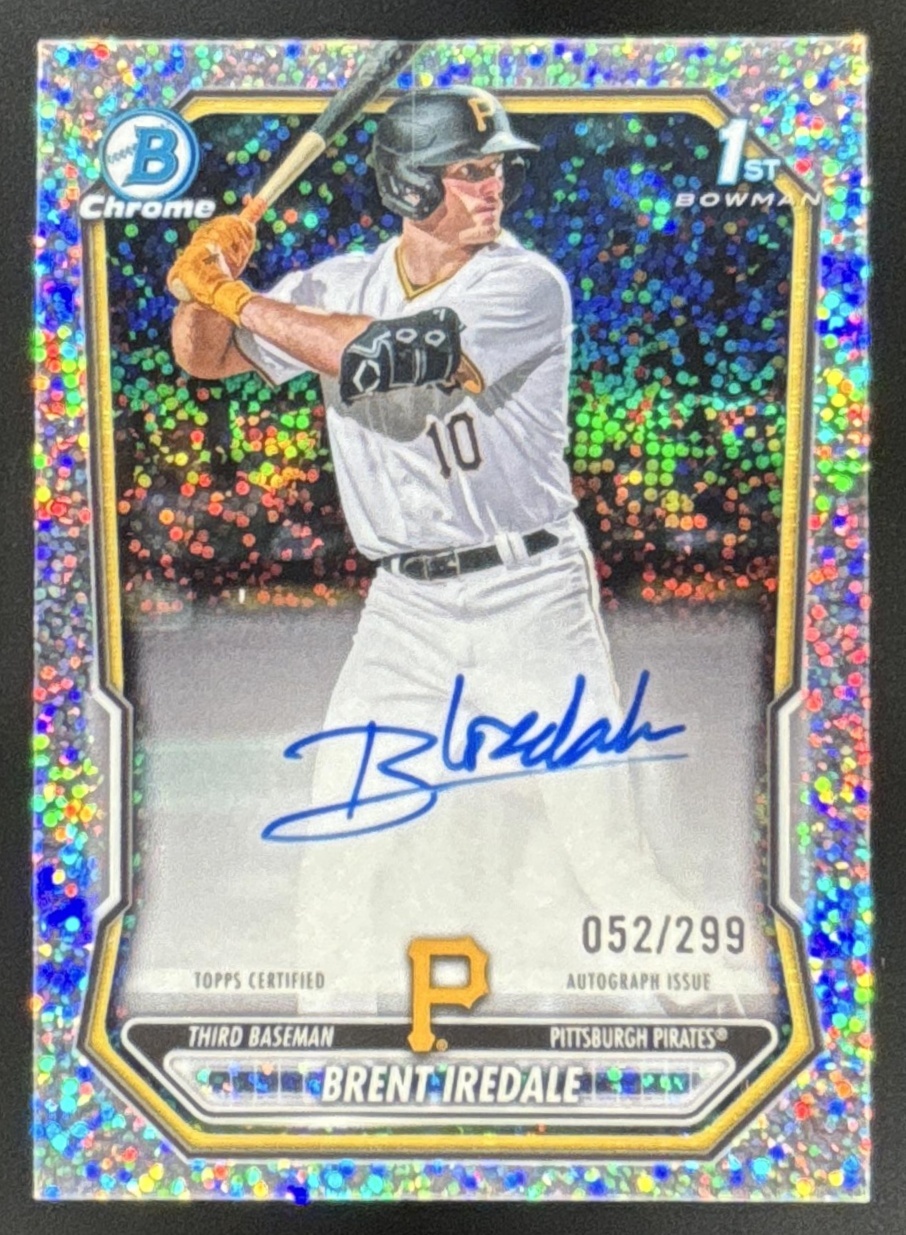 Card image for 2026 Bowman Brent Iredale Chrome Auto Speckle Refractor /299 1st Prospect