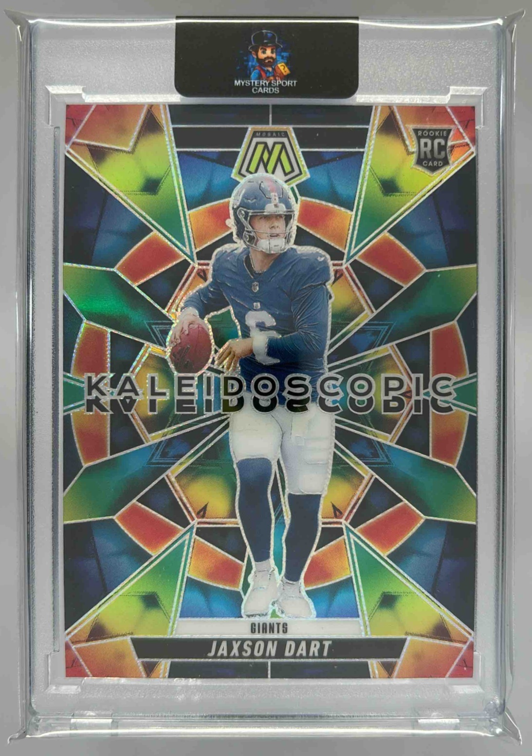 Card image for 2025 Panini Football Mosaic Jaxson Dart Kaleidoscopic #14 RC New York Giants
