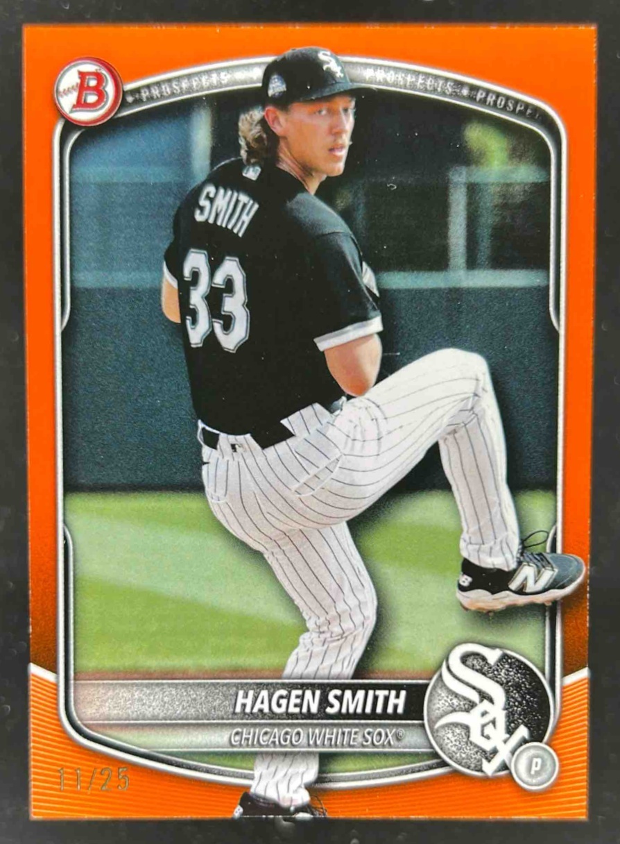 Card image for Hagen Smith 2025 Bowman Baseball Draft Orange Border /25 Chicago White Sox