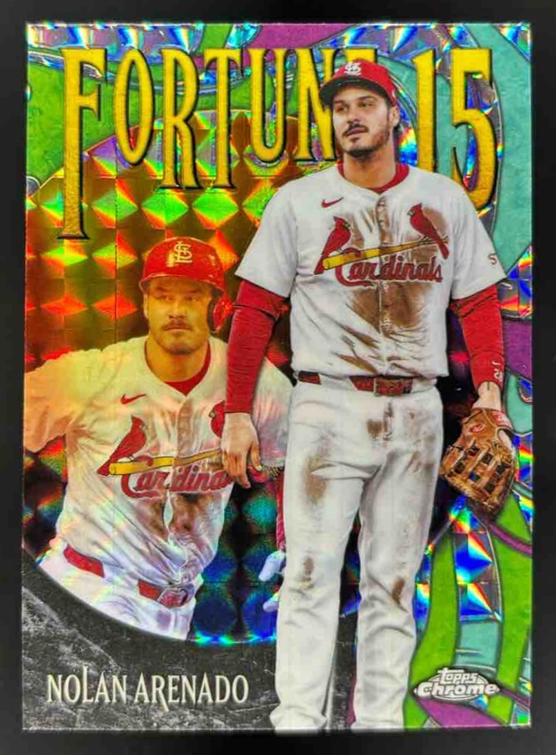 Card image for 2025 Topps Chrome Update Nolan Arenado Fortune 15 Geometric Refractor