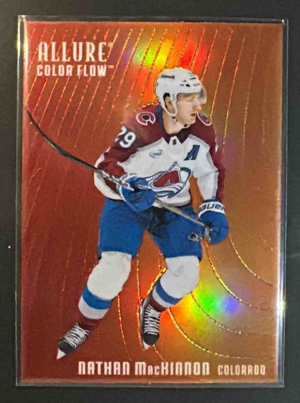 Card image for 2025 Upper Deck Allure Nathan MacKinnon #CF-20 Color Flow Red-Orange