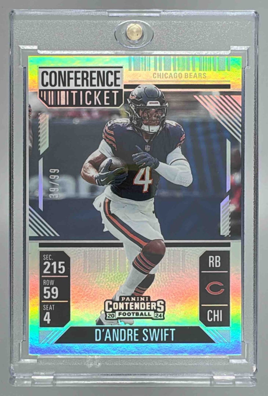 Card image for 2024 Panini Contenders D'Andre Swift Conference Ticket /99 #16 Bears