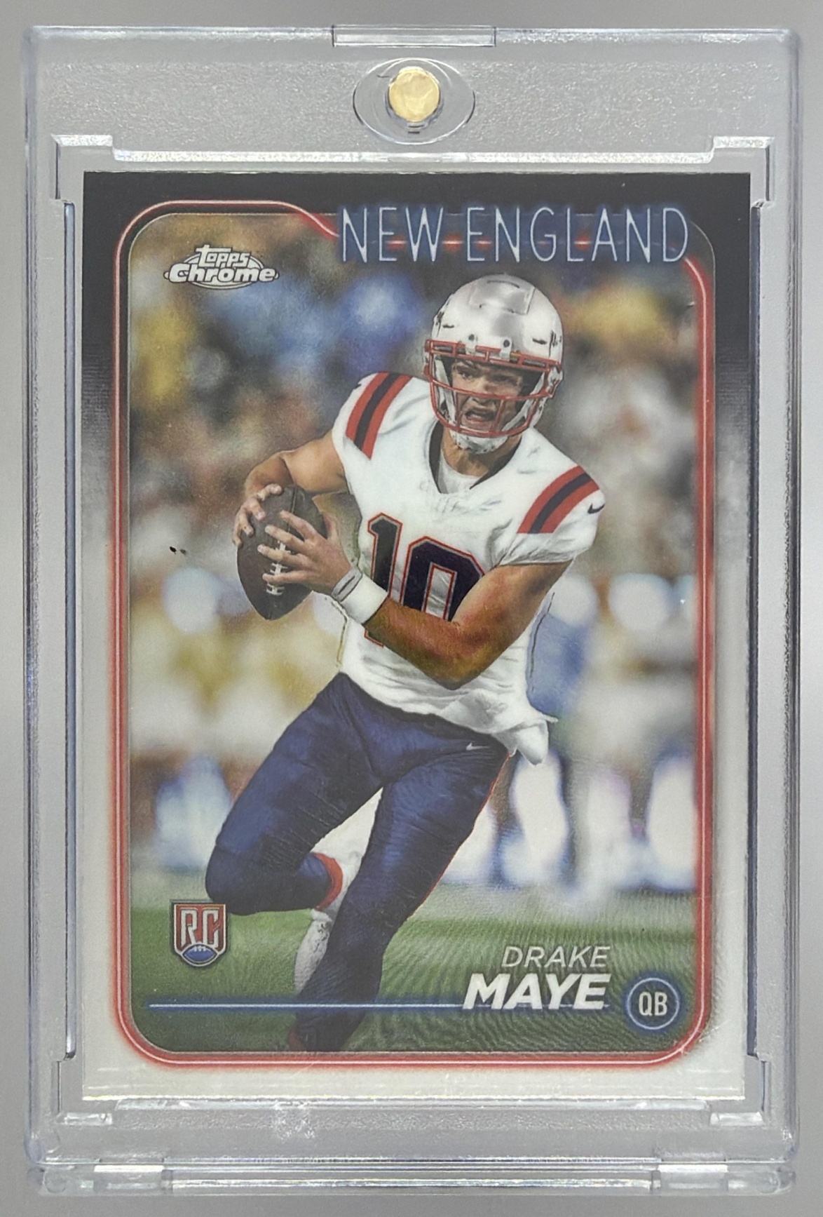 Card image for 2024 Topps Football Chrome Drake Maye #203 RC New England Patriots