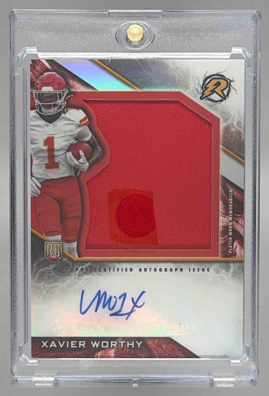 Card image for 2024 Topps Resurgence Xavier Worthy Rookie Patch Auto #RPA-XW MEM RC Chiefs