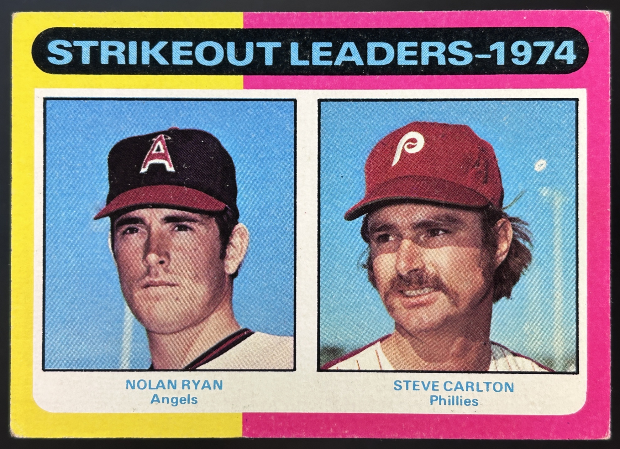 Card image for 1975 1974 STRIKEOUT LEADERS NOLAN RYAN STEVE CARLTON #312 LEAGUE