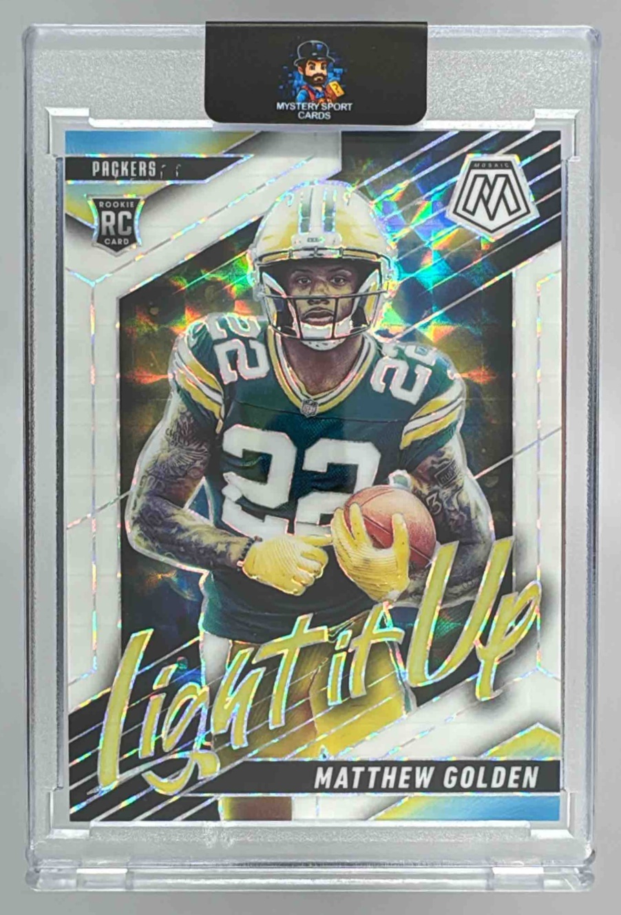 Card image for 2025 Panini Prizm Matthew Golden Rookie Flashback Mojo /25 #8 RC Packers