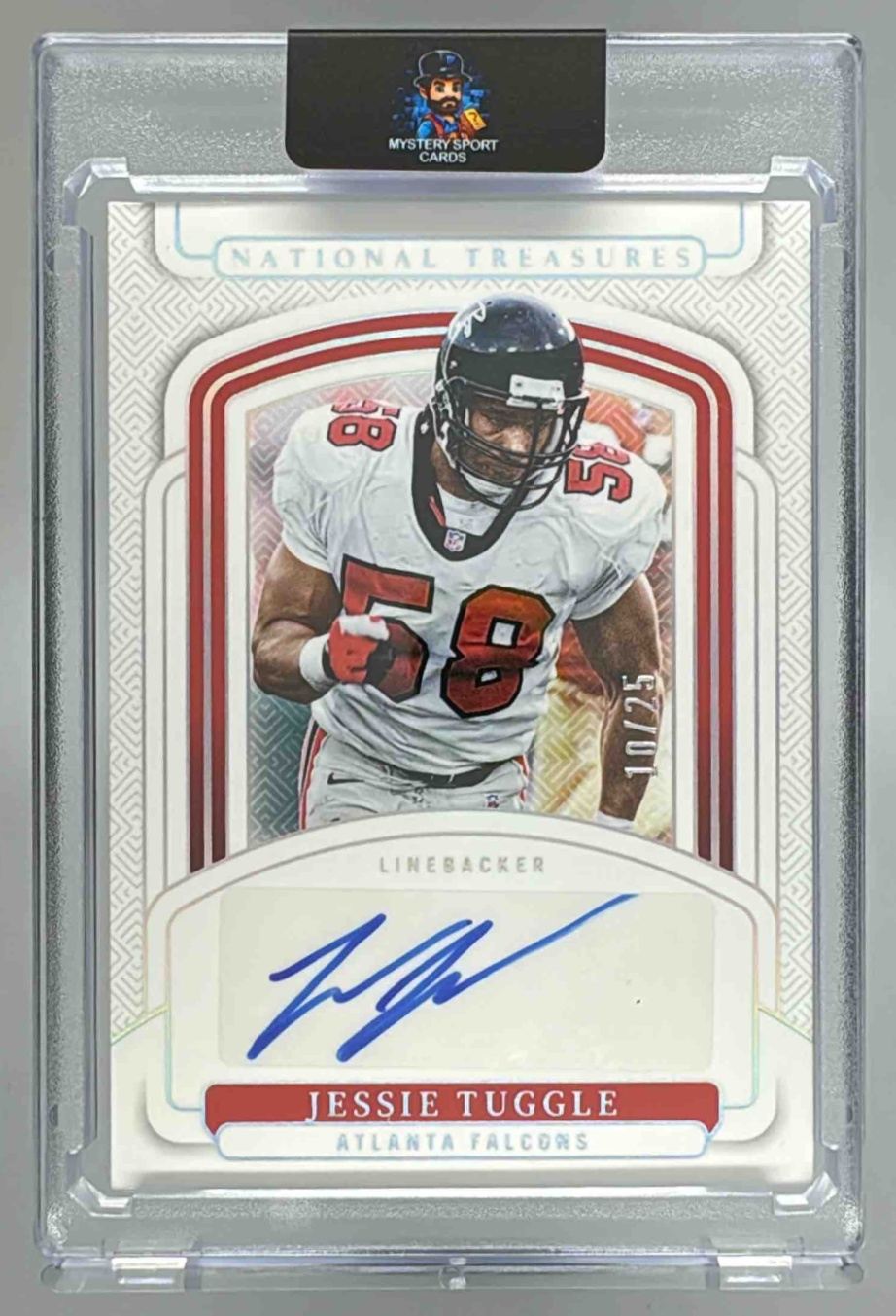 Card image for 2024 Panini National Treasures Jessie Tuggle Signatures Holo Silver /25 #SIGS-JTE Auto Falcons