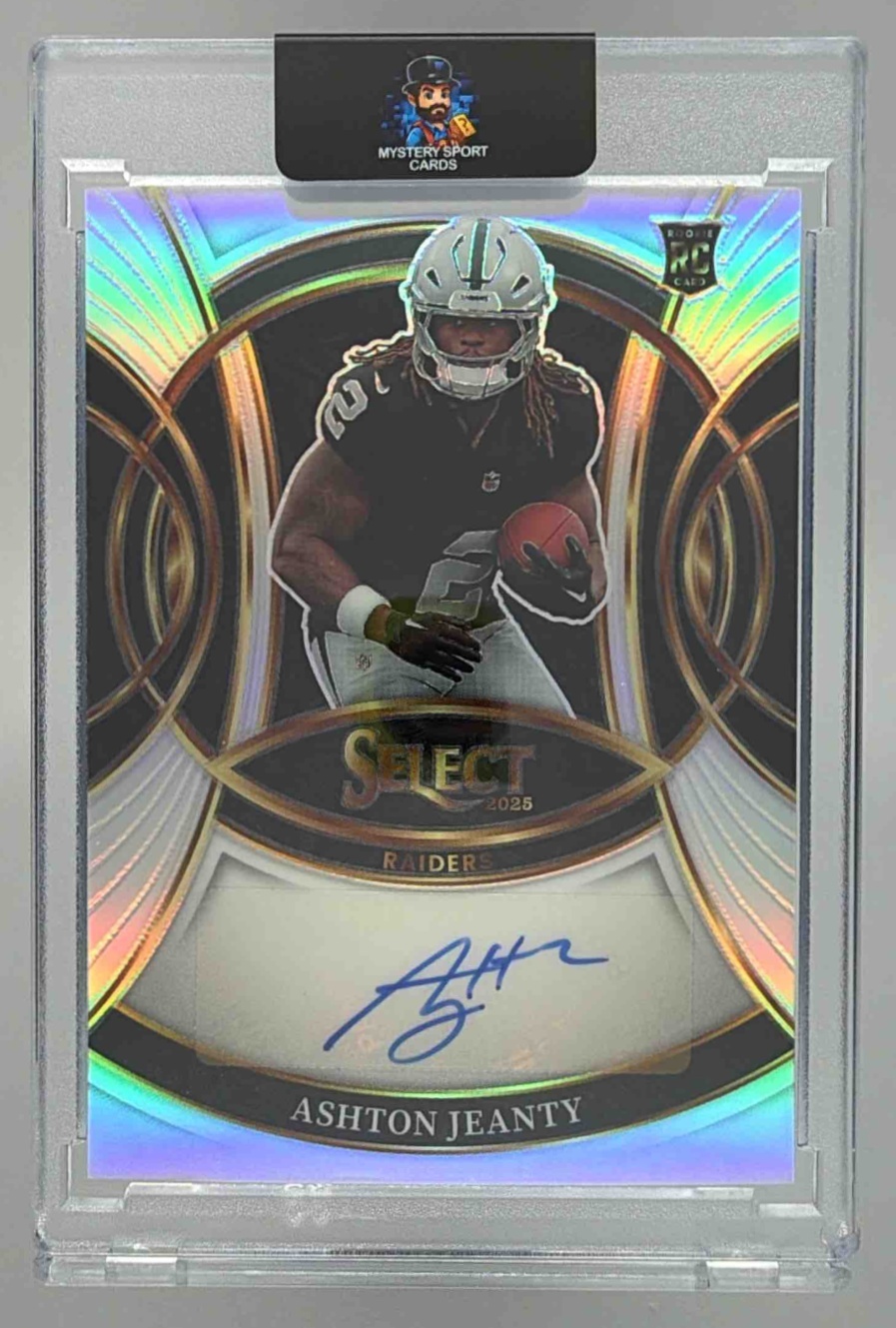 Card image for 2025 Panini Select Ashton Jeanty Rookie Signatures #RSI-AJY RC Auto Raiders