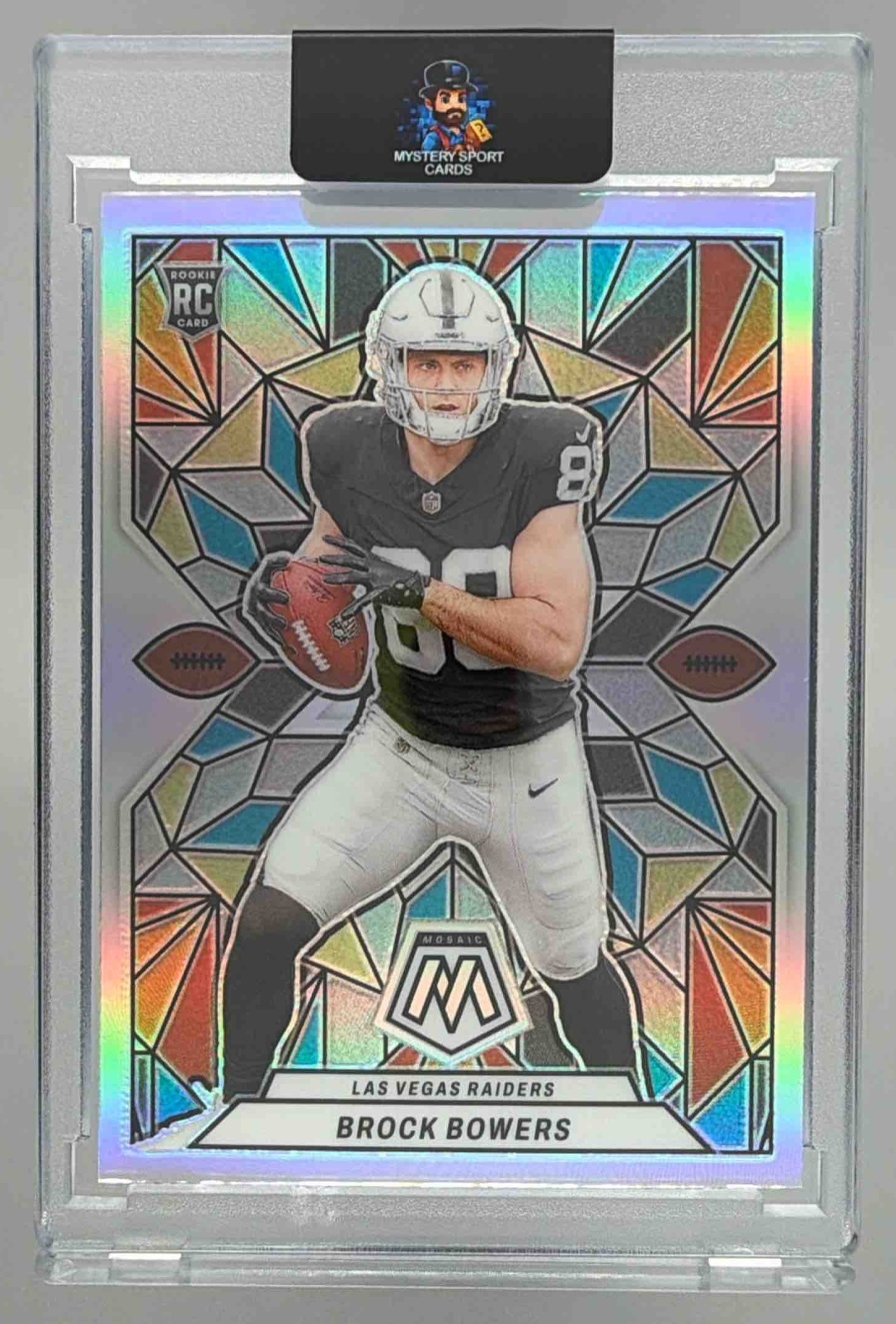 Card image for 2024 Panini Football Mosaic Brock Bowers Stained Glass #SG-22 Las Vegas Raiders