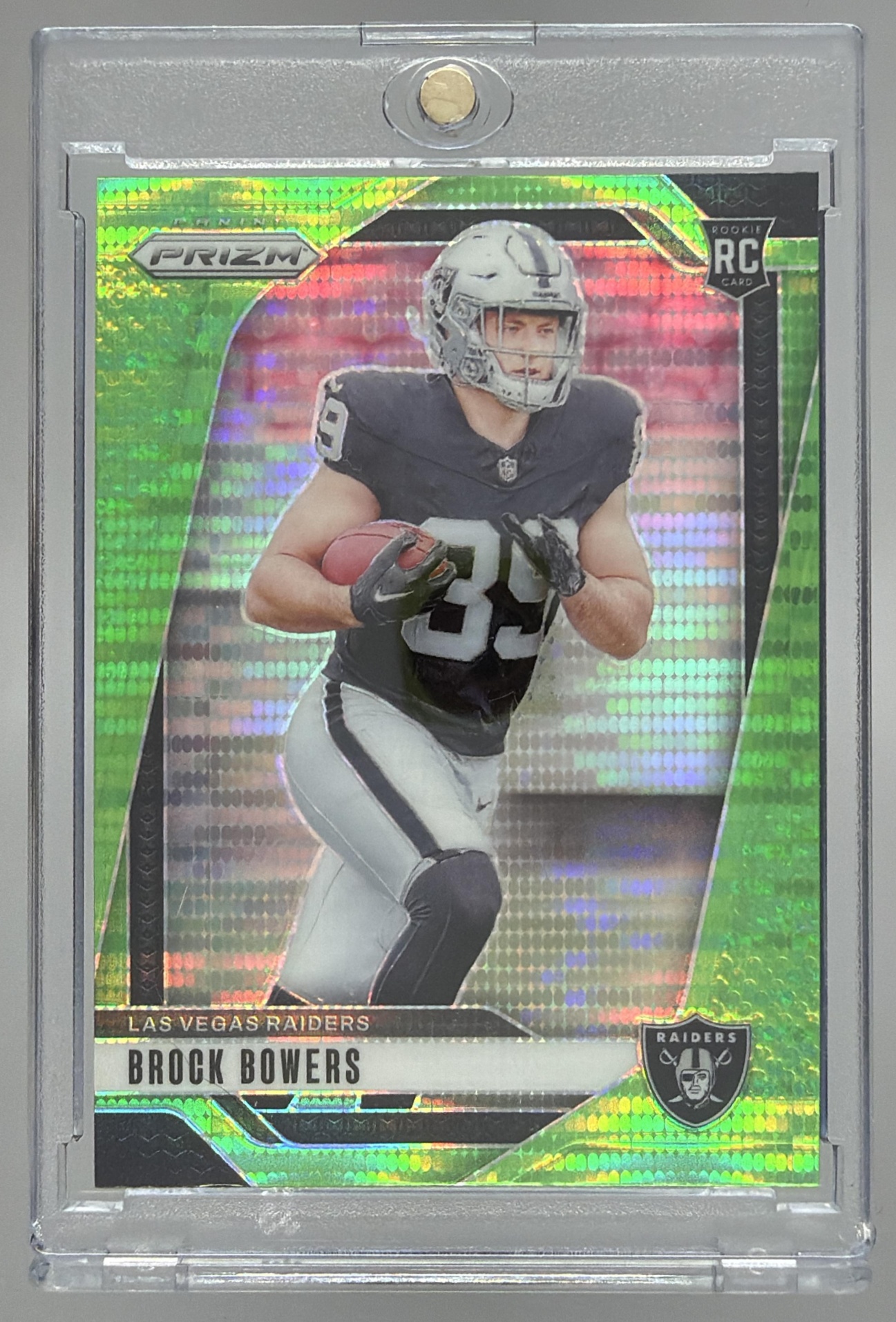 Card image for 2024 Panini Football Prizm Brock Bowers Green Wave #315 RC Las Vegas Raiders