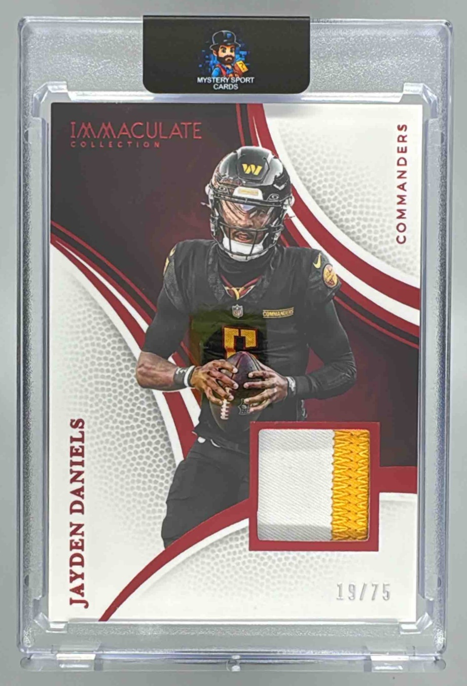 Card image for 2025 Panini Immaculate Collection Jayden Daniels Red /75 #99 MEM Commanders