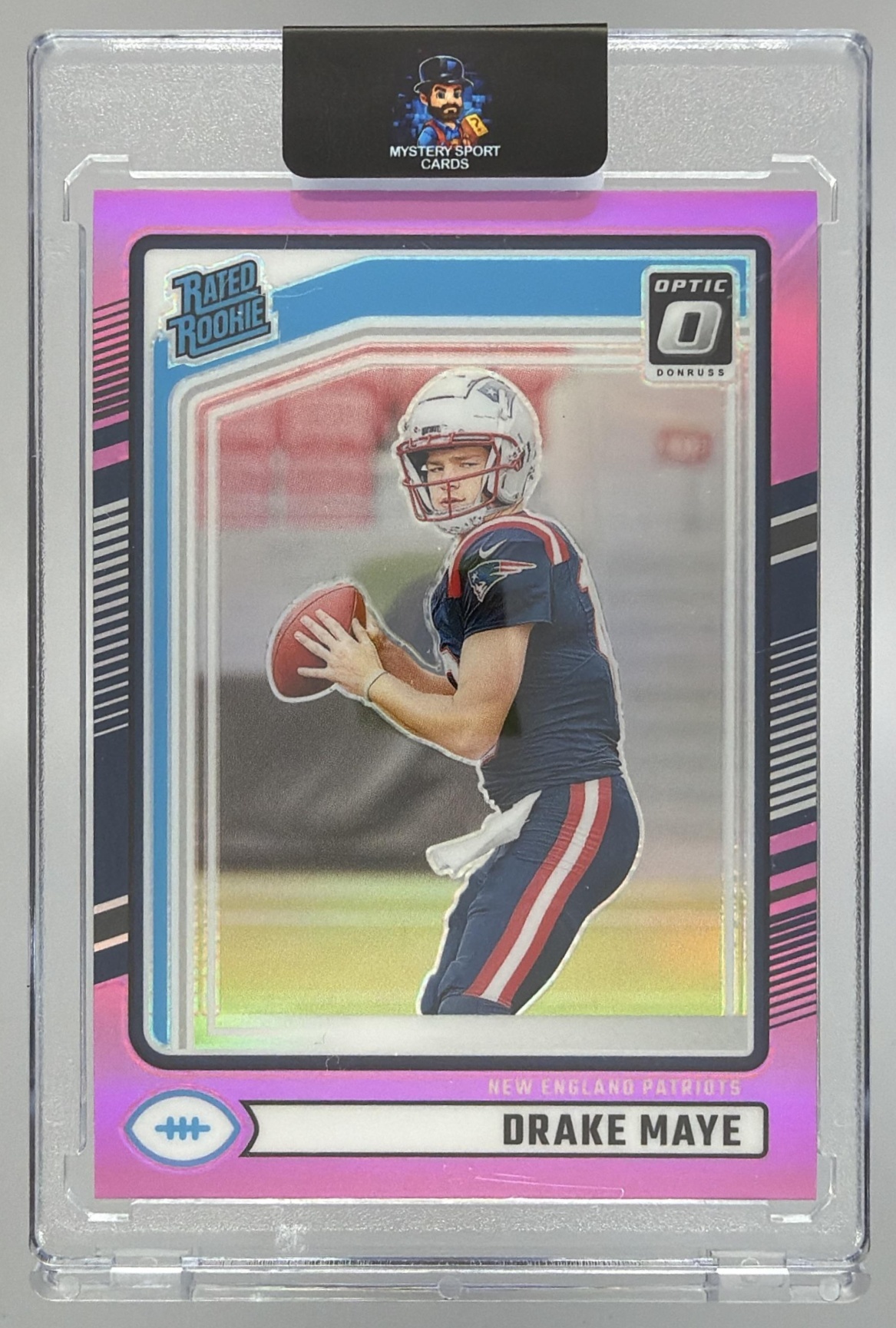 Card image for 2024 Panini Donruss Drake Maye Optic Rated Rookie Preview Pink #379 Patriots
