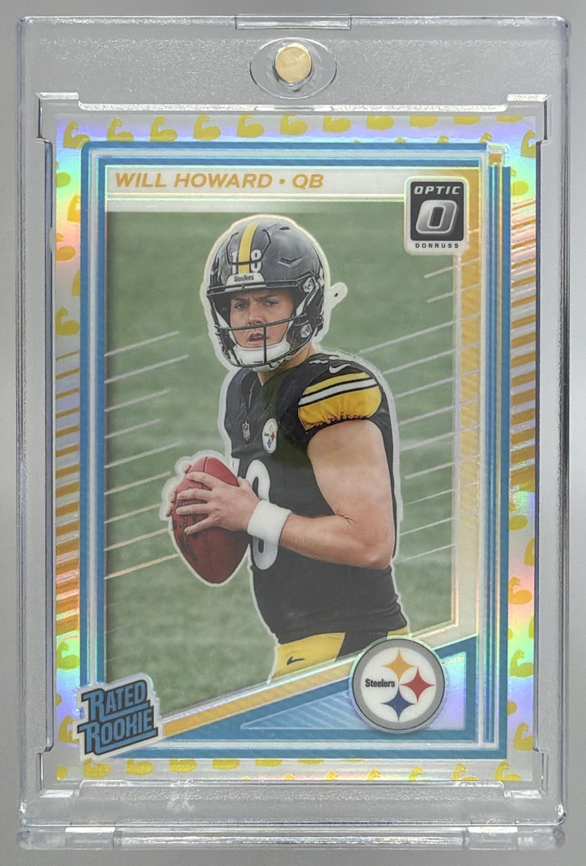 Card image for 2025 Panini Donruss Optic Will Howard Rated Rookie Flex Prizm /199 #233 Steelers
