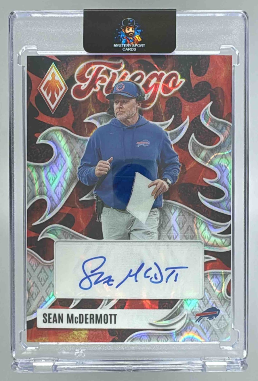 Card image for 2025 Panini Football Phoenix Sean McDermott Auto Blue /49 #42 Buffalo Bills