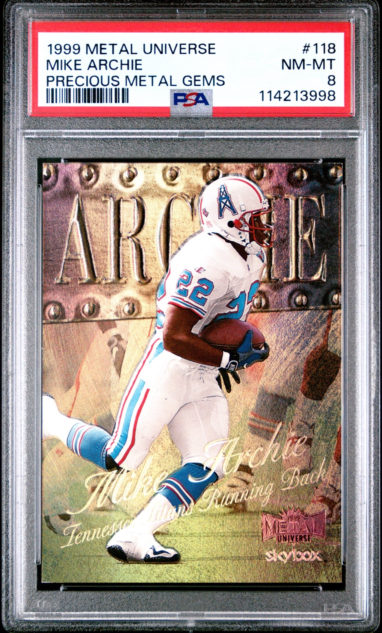 1999 Skybox Metal Universe Mike Archie Precious Gems /50 #118 RC Titans PSA 8