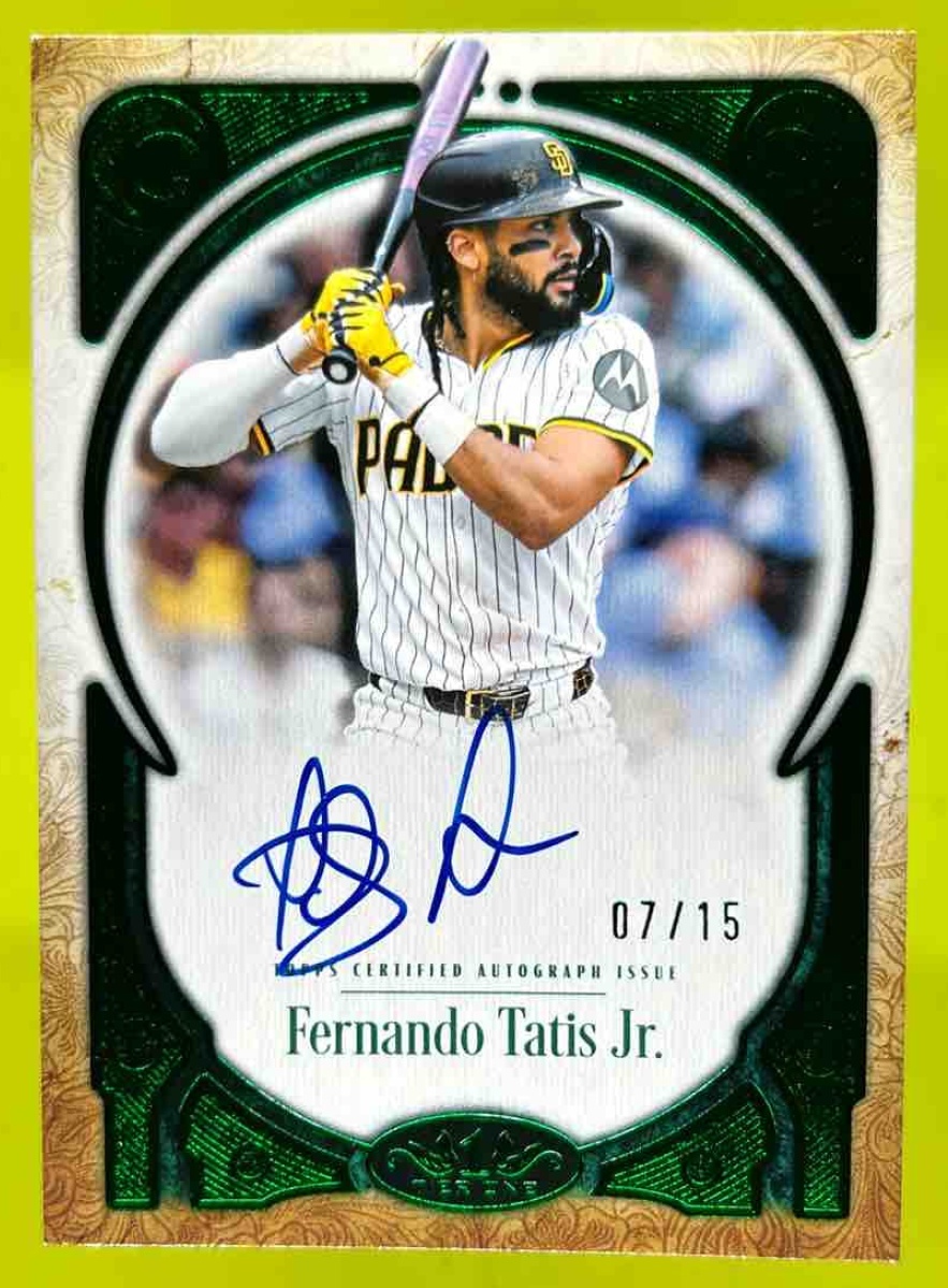 Card image for Fernando Tatis Jr. 2026 Topps Tier One Prime Performers Auto Green Foil /15