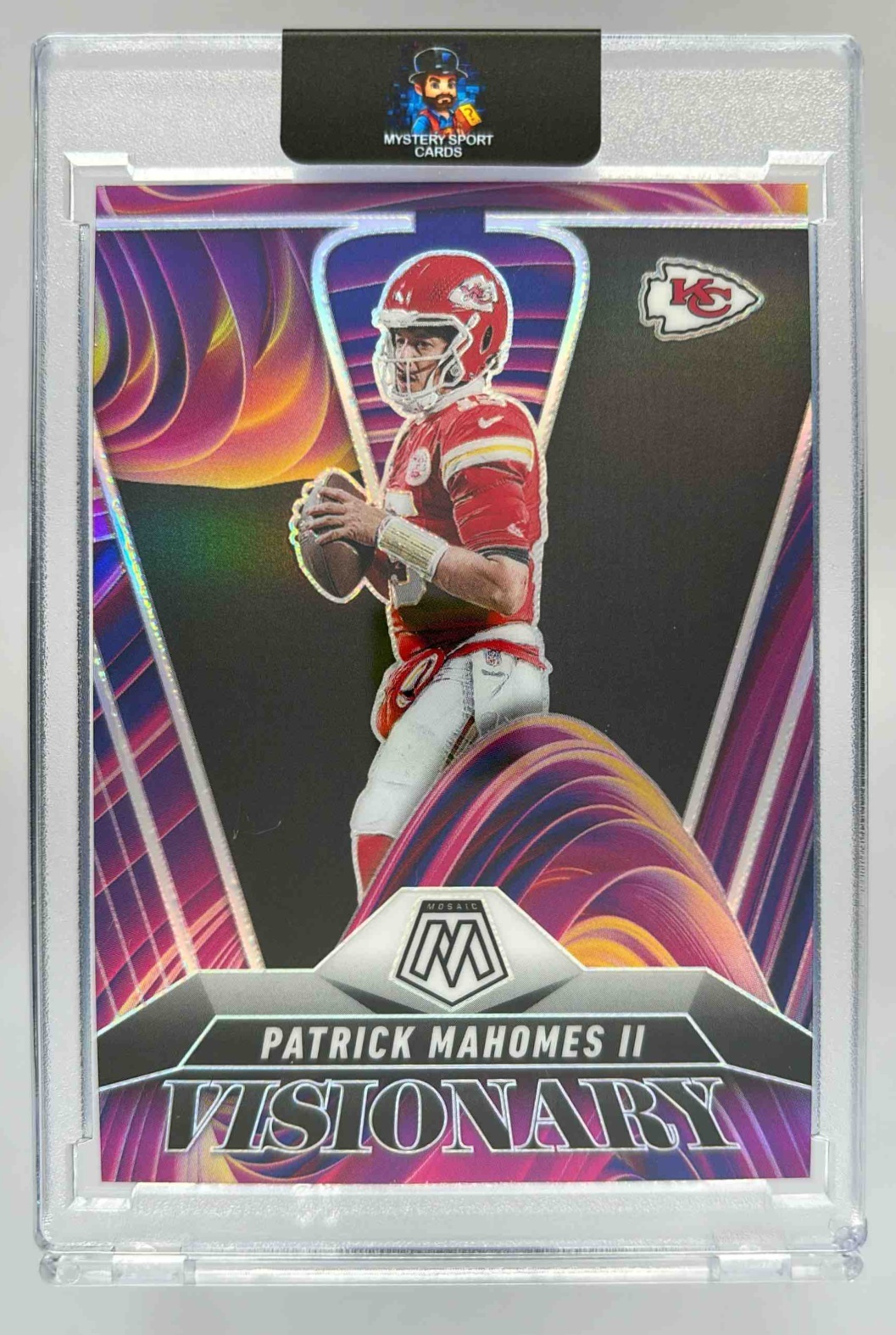 Card image for 2025 Panini Football Mosaic Patrick Mahomes II Visionary #12 Kansas City Chiefs