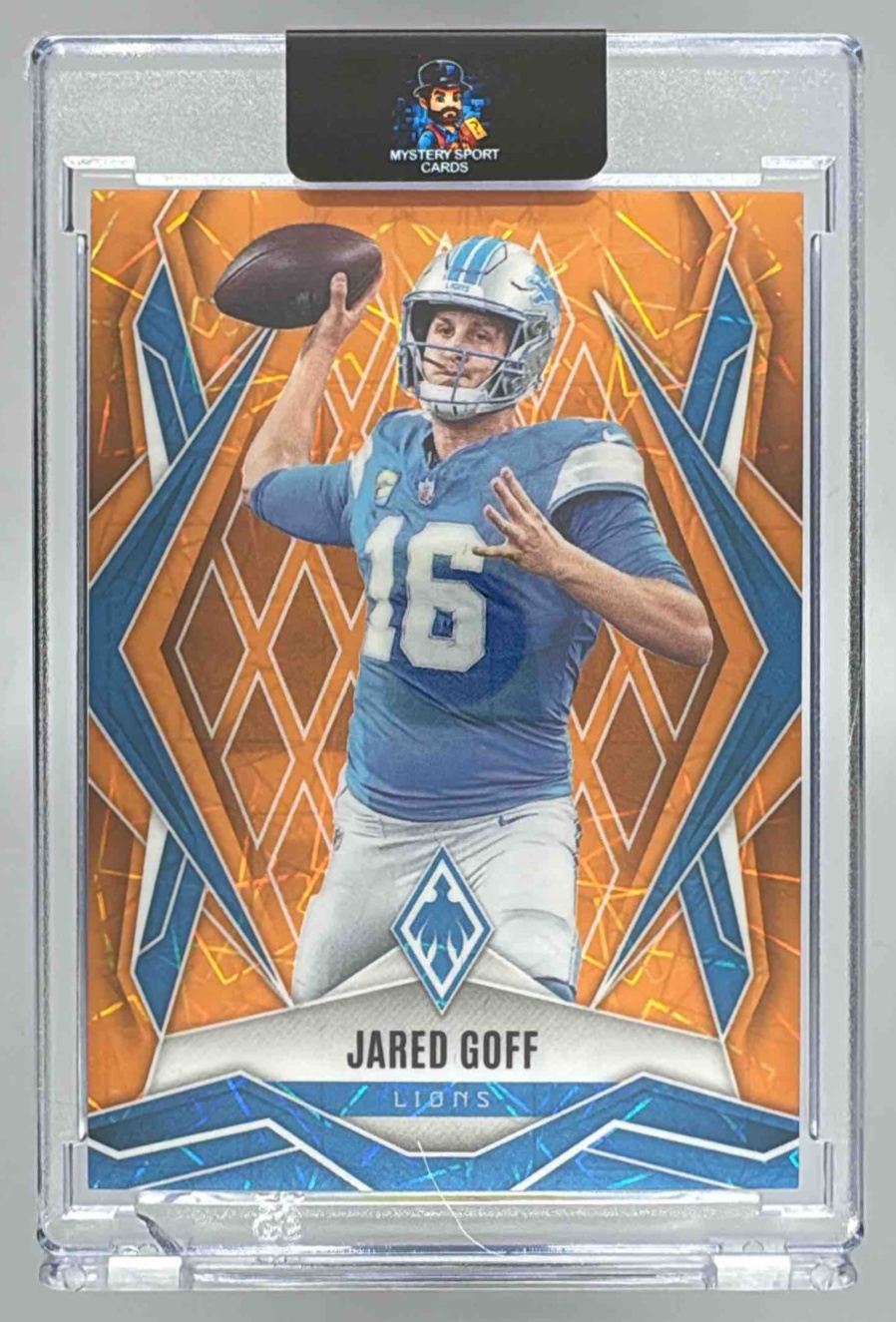 Card image for 2025 Panini Football Phoenix Jared Goff Blue Seismic /35 #62 Detroit Lions