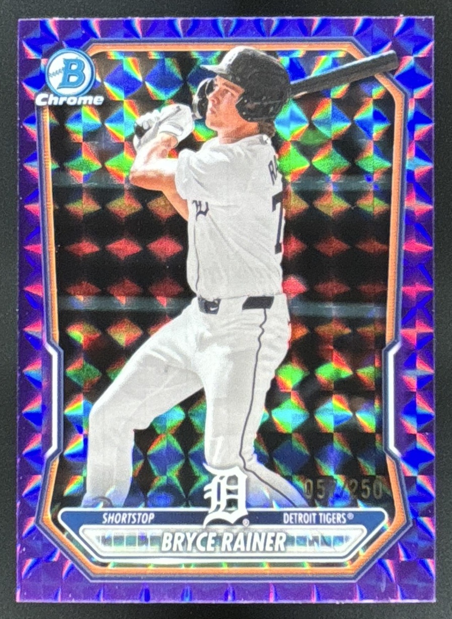 Card image for 2026 Bowman Bryce Rainer Chrome Prospects Purple Geometric Refractor /250