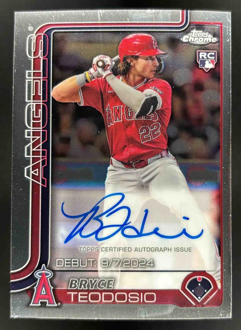 Card image for 2025 Topps Chrome Update Bryce Teodosio Rookie Debut Auto #CRDA-BT RC Angels
