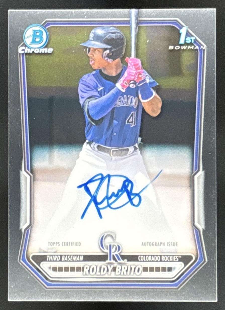 Card image for Roldy Brito 2026 Bowman Chrome Prospect Auto Colorado Rockies