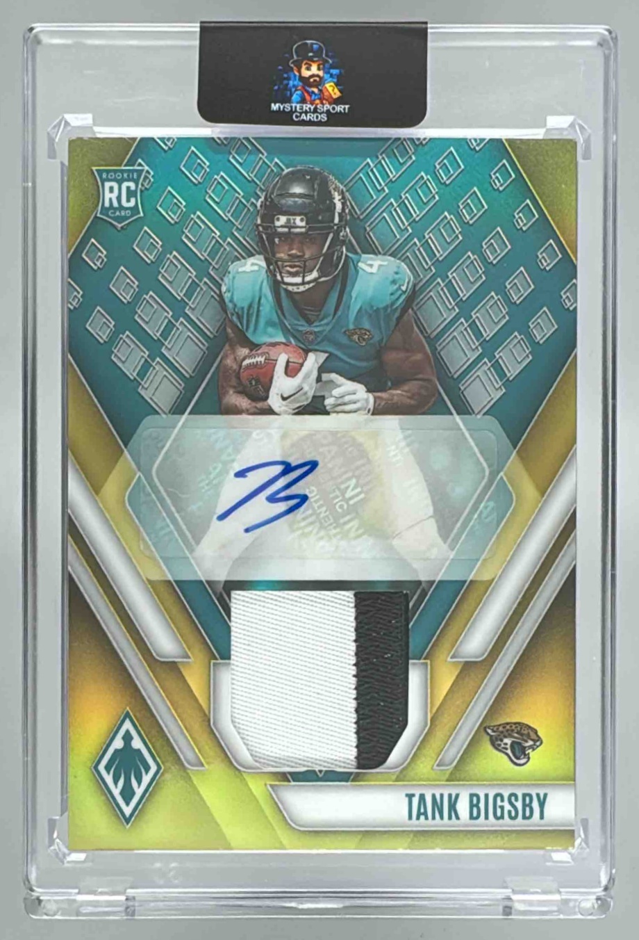Card image for 2023 Panini Phoenix Tank Bigsby RPS Rookie Auto Jersey Yellow Prime /75 #RAJ-TB MEM RC Jaguars