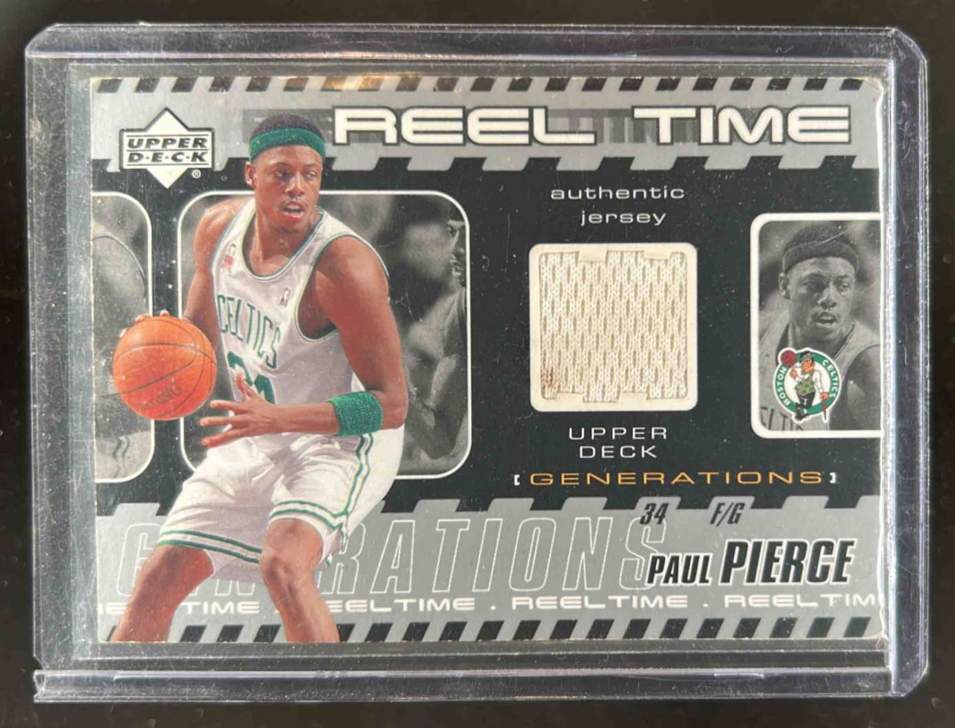 Card image for 2002-03 UPPER DECK GENERATIONS PAUL PIERCE REEL TIME JERSEY #PP-J BOSTON CELTICS