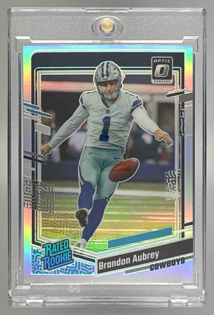 Card image for 2023 Panini Donruss Optic Brandon Aubrey Holo Prizm #226 RC Rated Rookie Cowboys