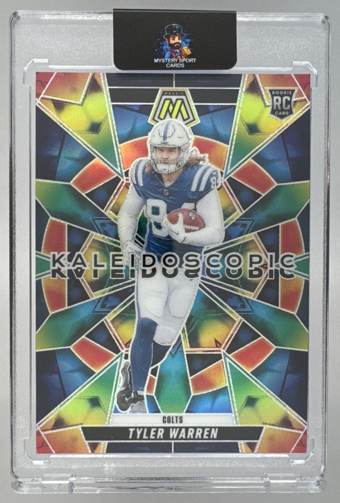 Card image for 2025 Panini Football Mosaic Tyler Warren Kaleidoscopic #16 RC Indianapolis Colts
