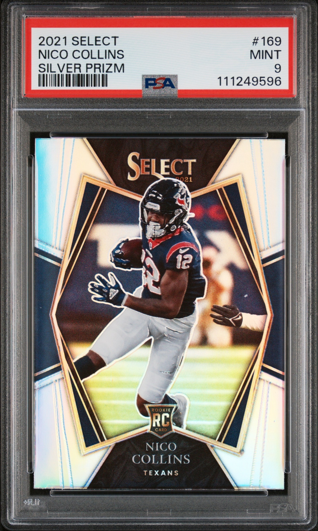 Card image for 2021 Panini Select Nico Collins Silver Prizm #169 RC Premier Level Texans