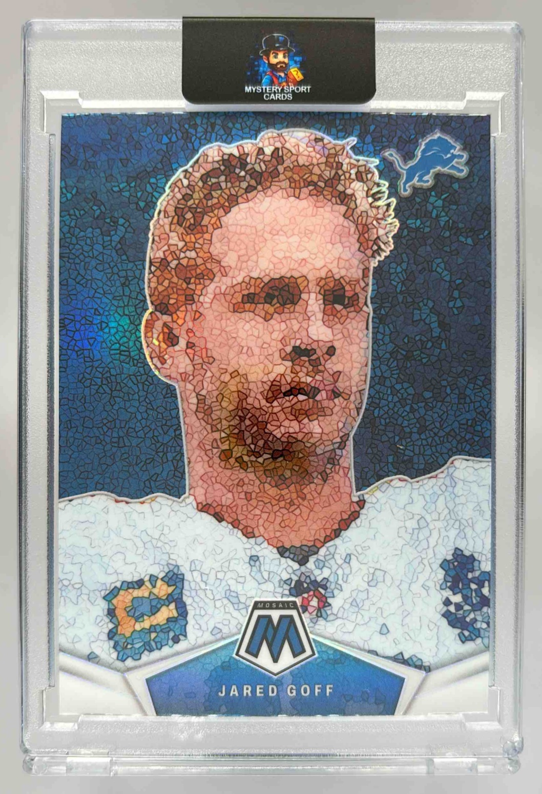 Card image for 2024 Panini Football Mosaic Jared Goff Micro Mosaic #MM-JGF Detroit Lions