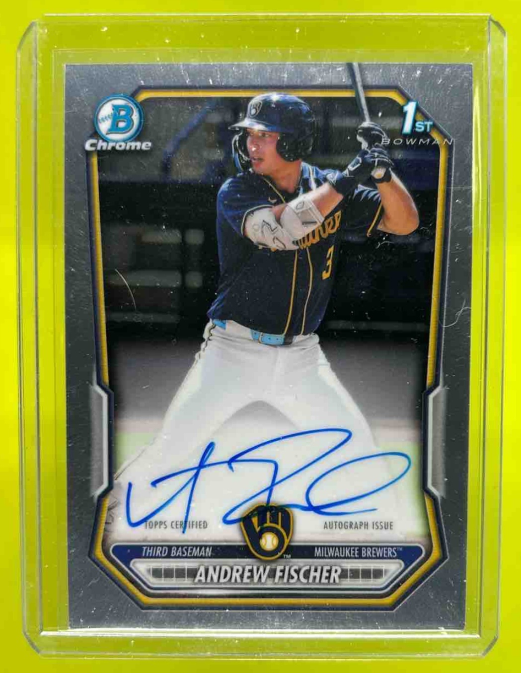 Andrew Fischer 2026 Bowman Baseball Chrome Auto 1st Prospect Milwaukee Brewers
