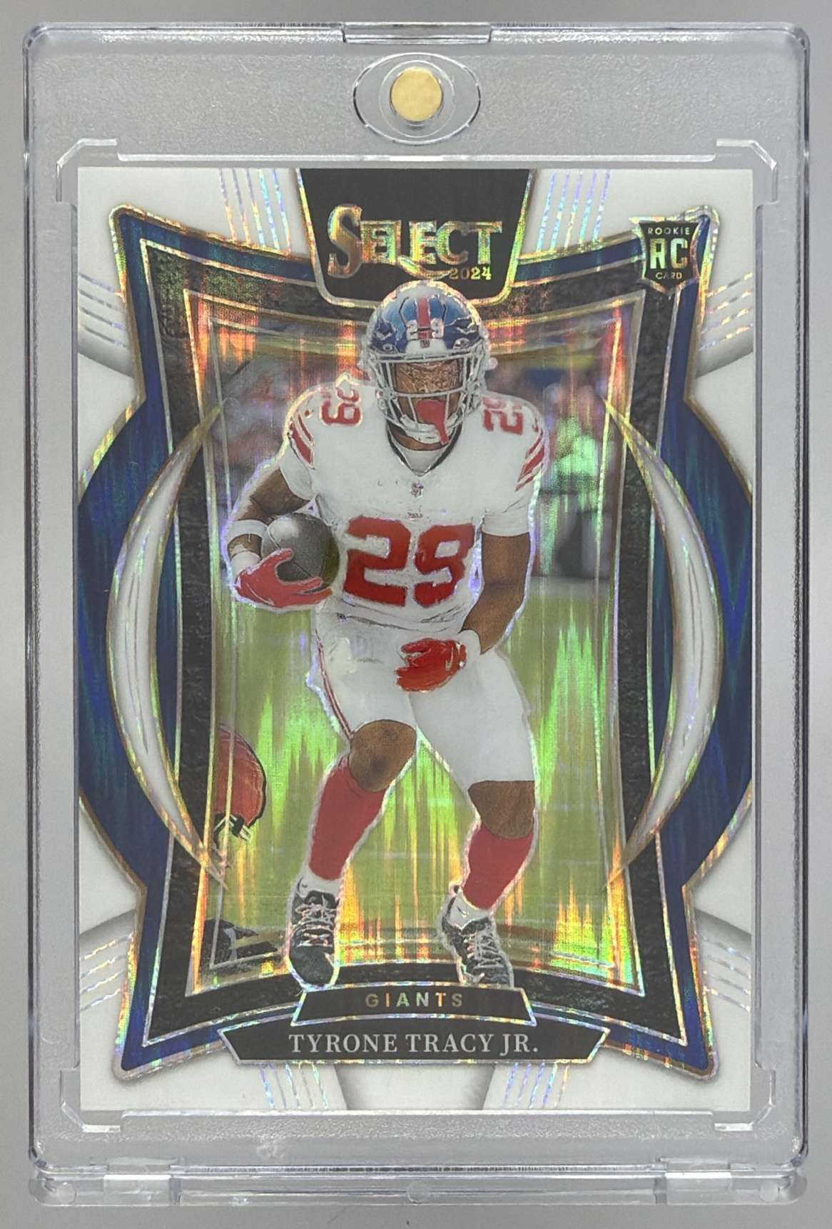 Card image for 2024 Panini Select Tyrone Tracy Jr. Concourse White Prizm Shock /199 #61 RC Giants