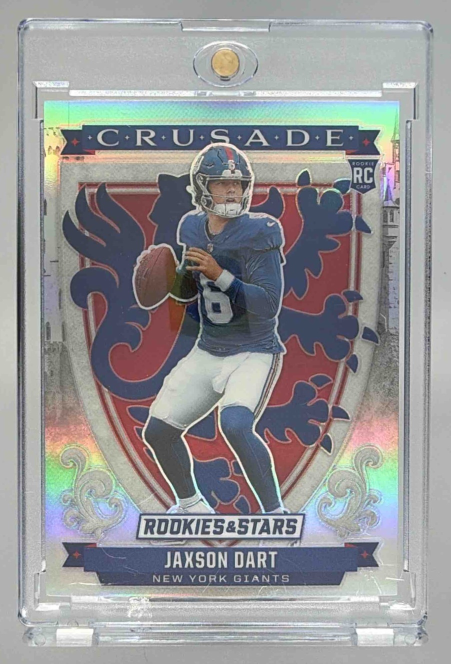 Card image for 2025 Panini Rookies & Stars Jaxson Dart Crusade Silver #11 RC Giants