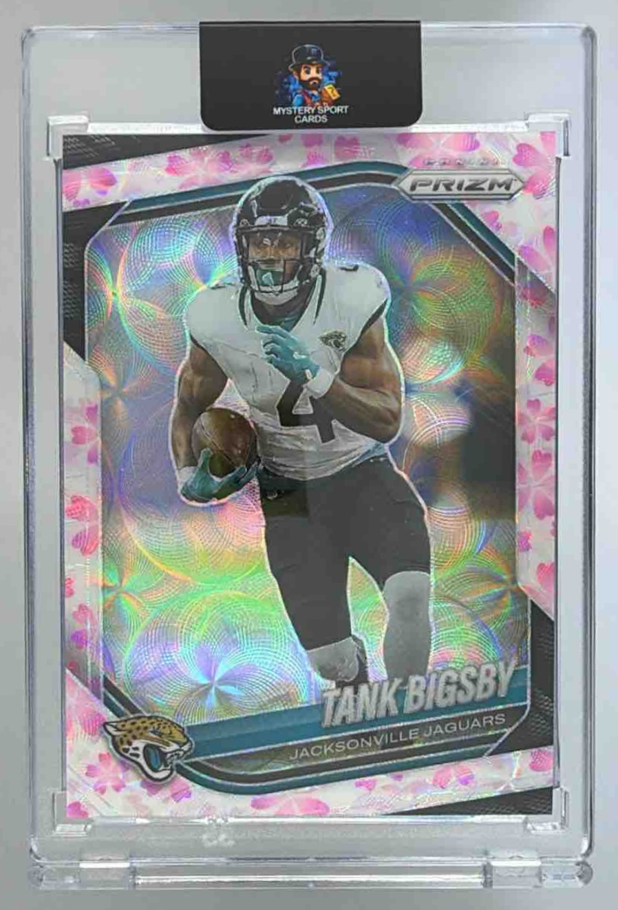 Card image for 2025 Panini Prizm Tank Bigsby Purple Shimmer /15 #175 Jaguars