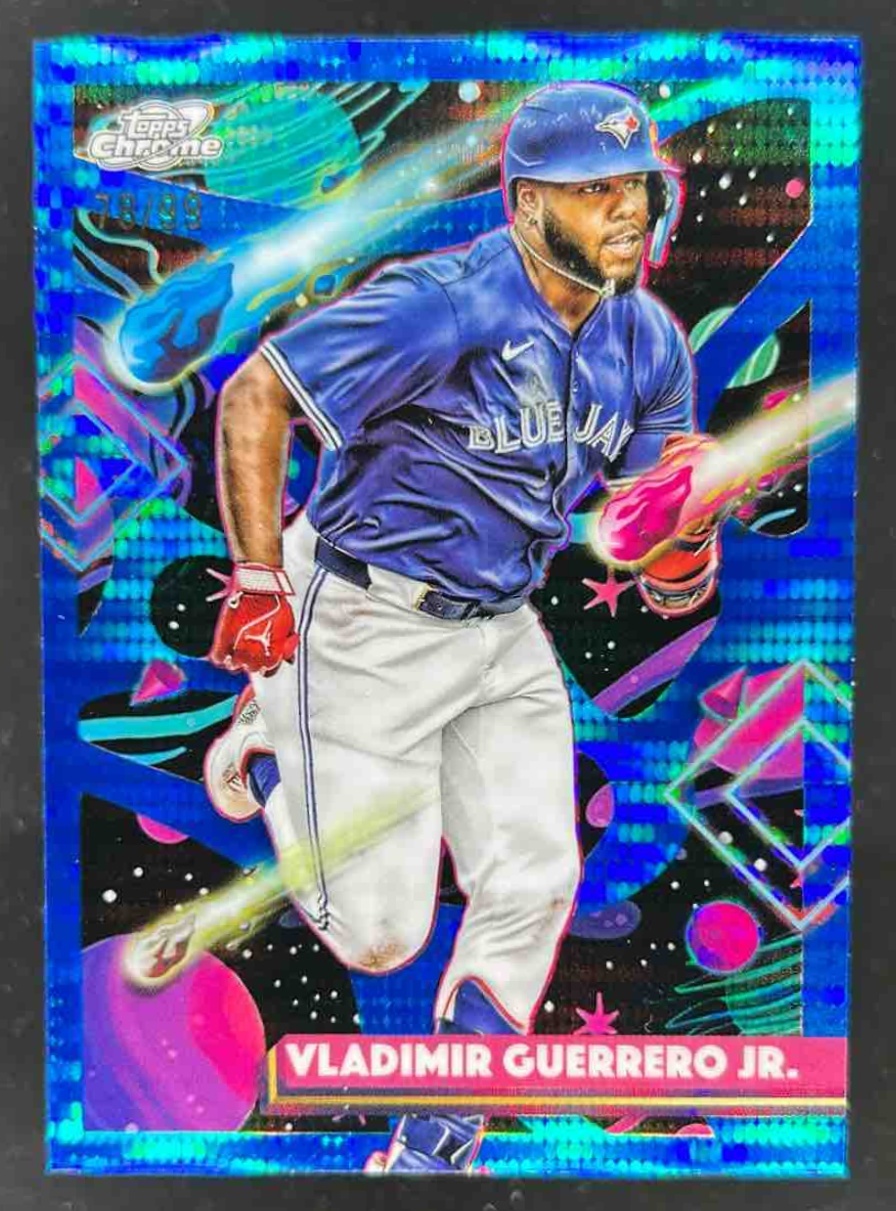 Card image for Vladimir Guerrero Jr. 2025 Topps Cosmic Chrome Blue Moon Refractor /99