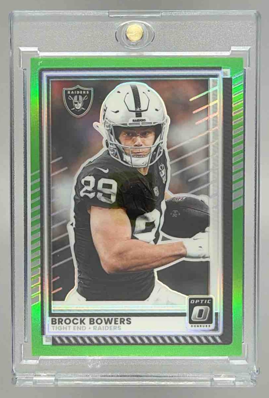Card image for 2025 Panini Donruss Optic Brock Bowers Flex Prizm /199 #3 Raiders