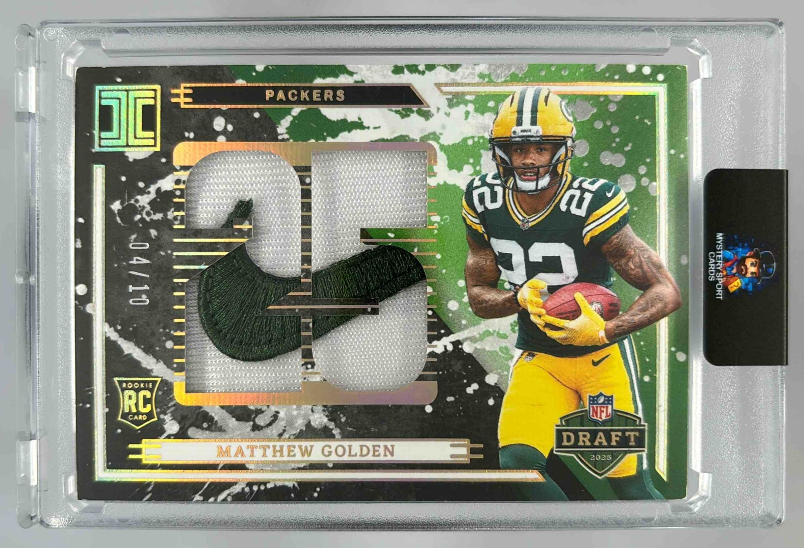 Card image for 2025 Panini Impeccable Matthew Golden Draft Picks Gold /10 #7 MEM RC Packers