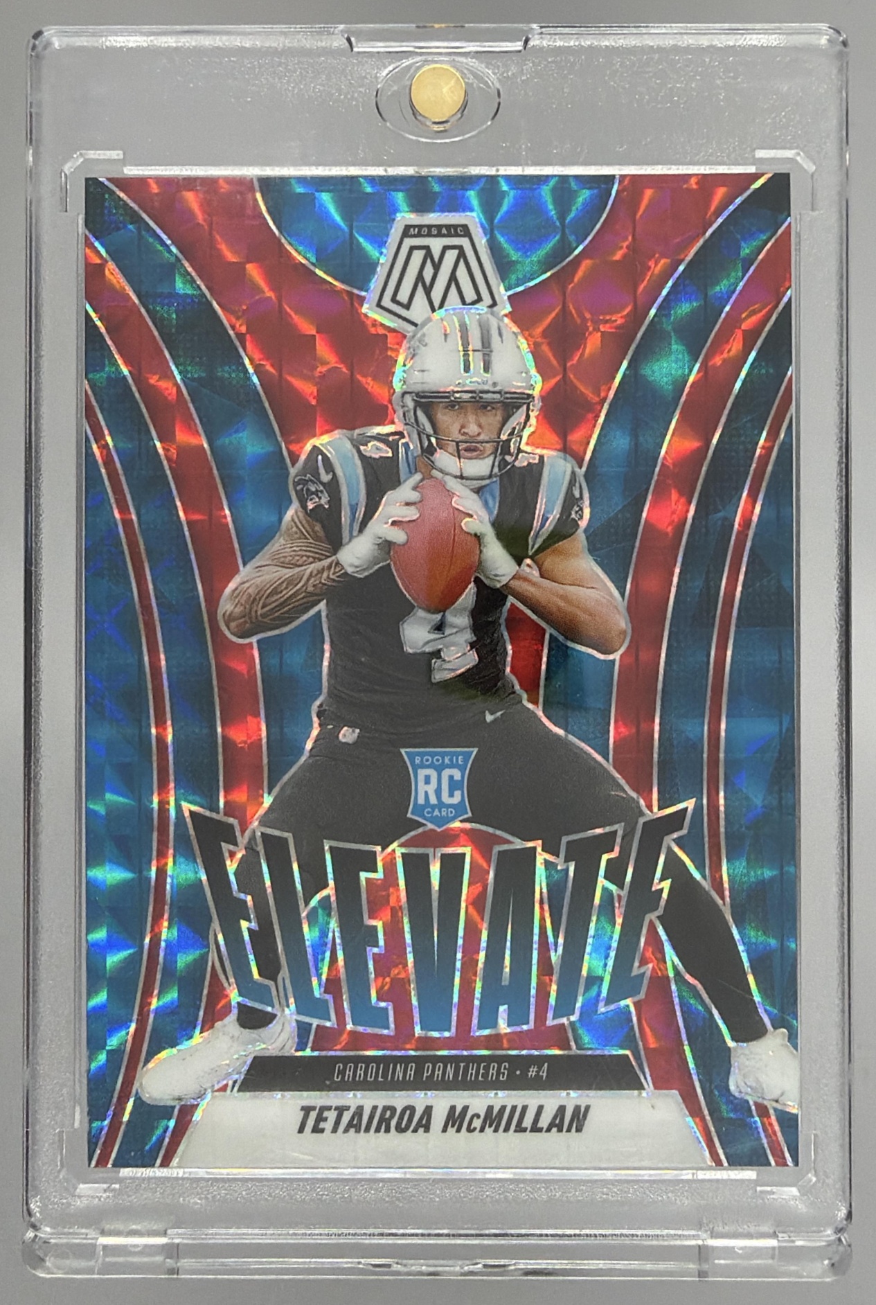 Card image for 2025 Panini Mosaic Tetairoa McMillan Elevate Mosaic Prizm #6 RC Panthers