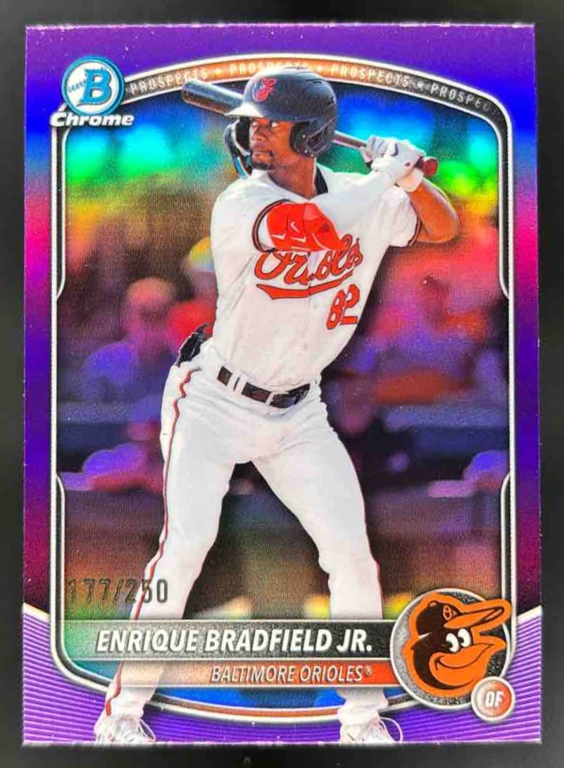 Card image for 2025 Bowman Draft Enrique Bradfield Jr. Chrome Purple Refractor /250