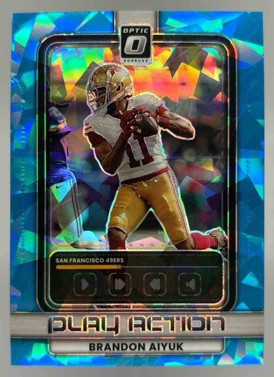 Card image for 2025 Panini Donruss Optic Brandon Aiyuk Play Action Ice Prizm /55 #16 49ers