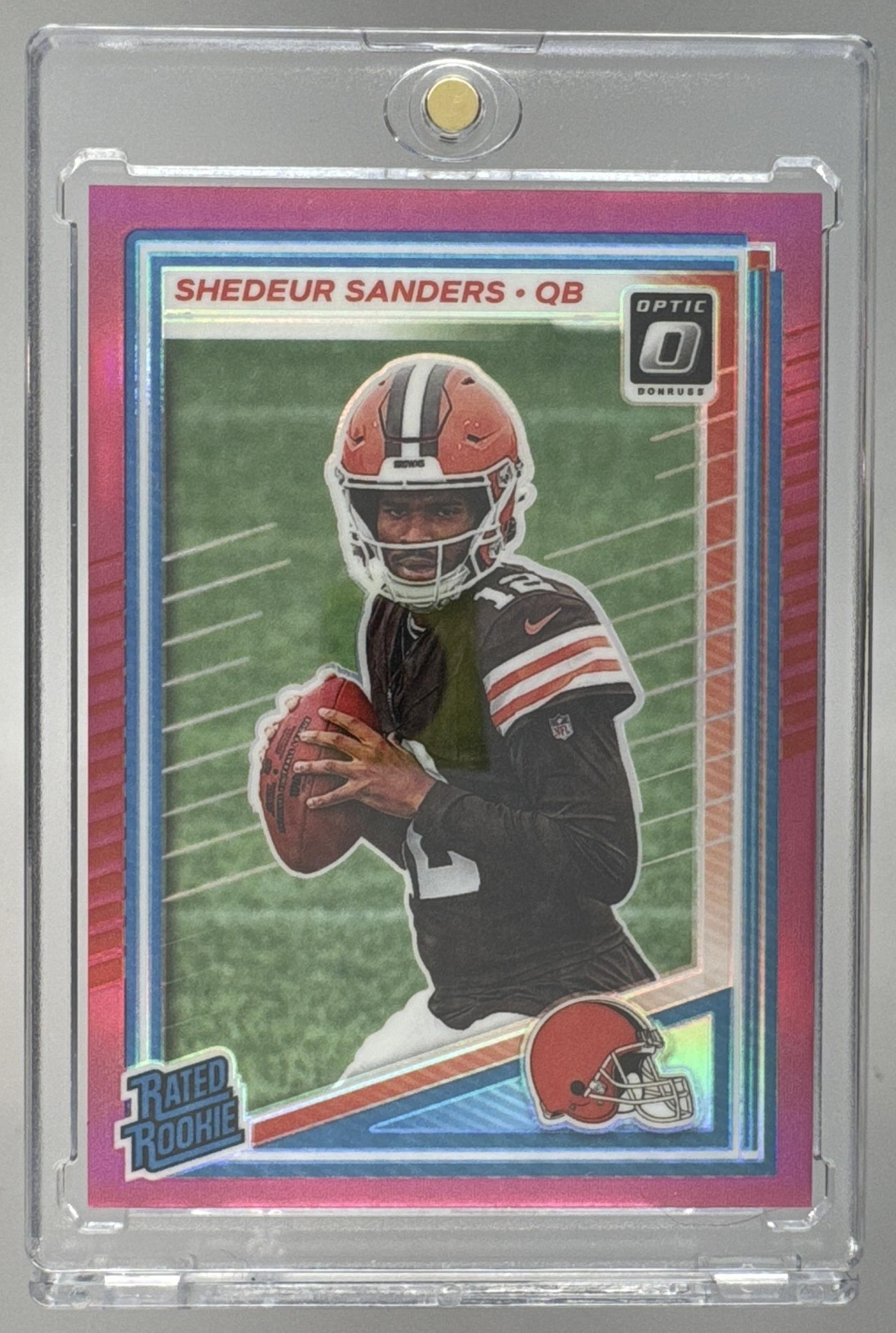 Card image for 2025 Panini Donruss Optic Shedeur Sanders Rated Rookie #203 Browns